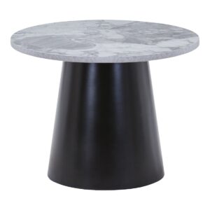 Brito Couchtisch Grau/Schwarz mit Marmoroptik und schwarzem Untergestell