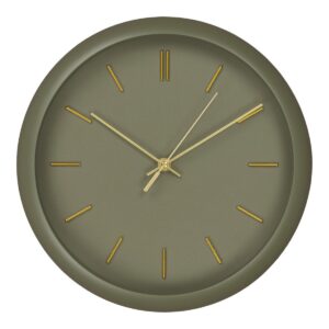 Roni Wanduhr Olivgrün - geräuschloses Uhrwerk, modernes Design