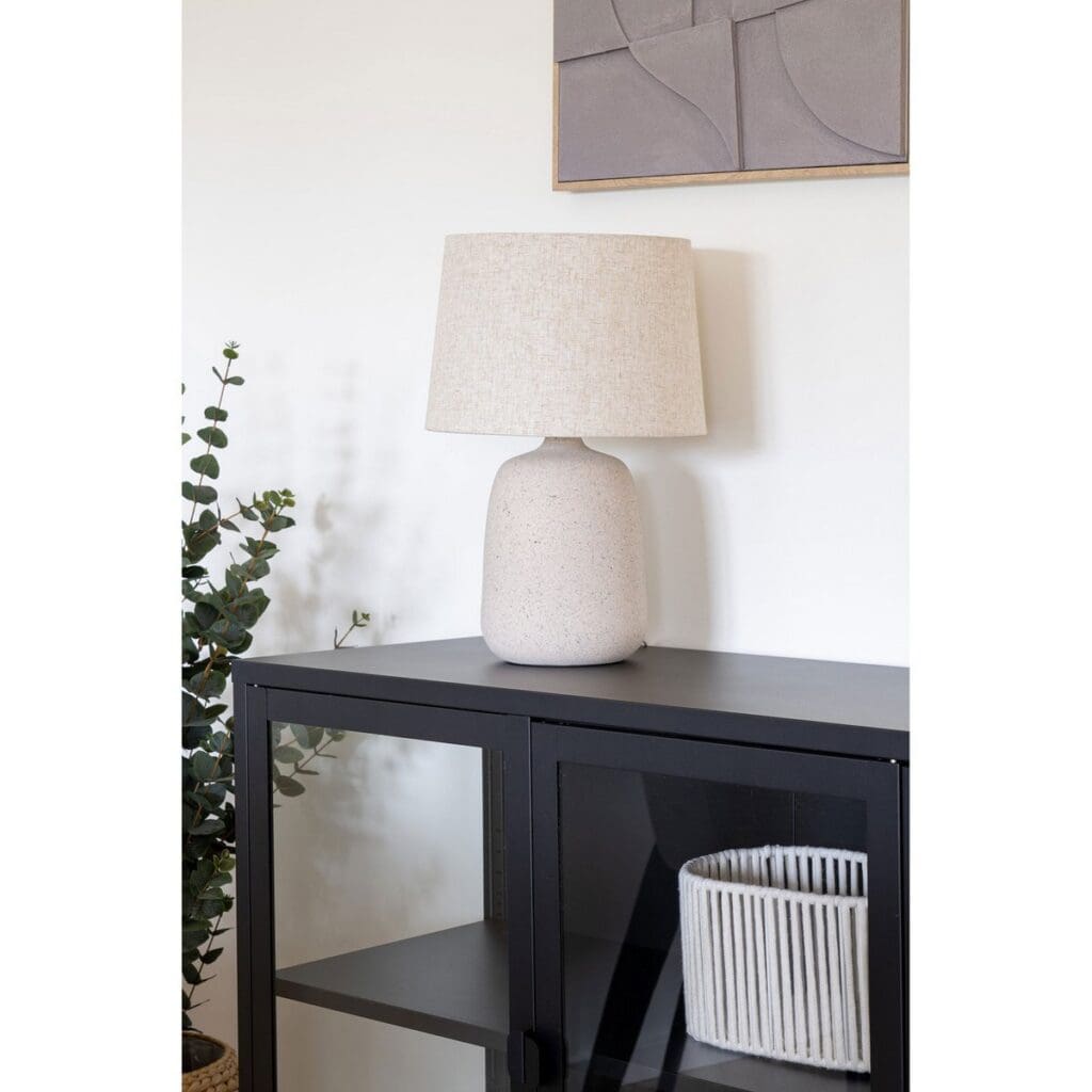 Croft Tischlampe Beige/Weiß - elegante Keramiklampe