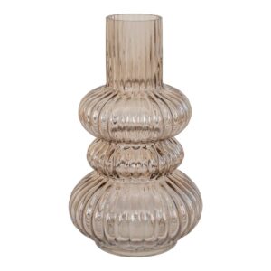 Zeli Vase Braun aus mundgeblasenem Glas mit rauchfarbener Oberfläche