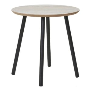 Asil Beistelltisch Schwarz/Beige mit Travertin-Optik und Metallbeinen