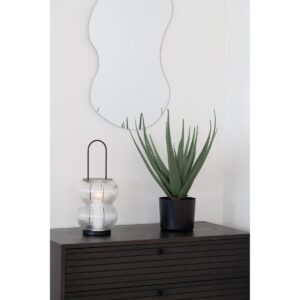 Lucena Lanterne Schwarz - stilvolle Laterne mit schwarzem Metallrahmen und geripptem Glas