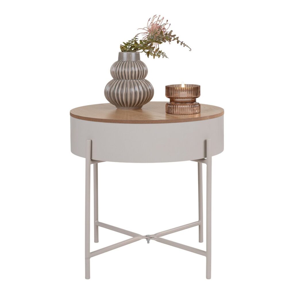 Sisco Beistelltisch Beige/Hellgrau aus pulverbeschichtetem Stahl