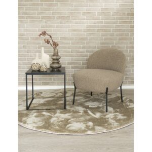 Mina Teppich - Ø160 cm - Sandfarbener runder Teppich aus Polyester