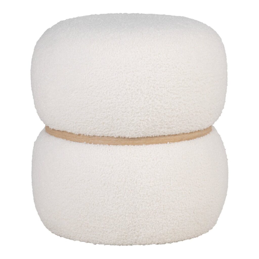 Milan Pouf Weiß - stilvolles Akzentstück aus Teddystoff