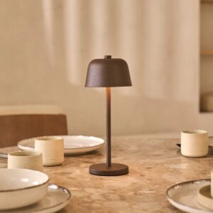 Atin Tischlampe Mokkabraun - kabellose und dimmbare Tischlampe aus Metall