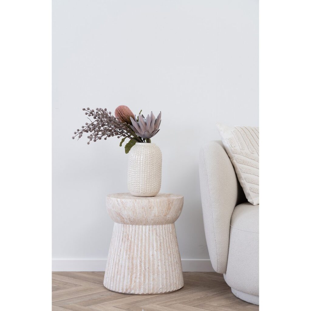 Bony Beistelltisch Natur aus Fiberclay mit Rillendesign