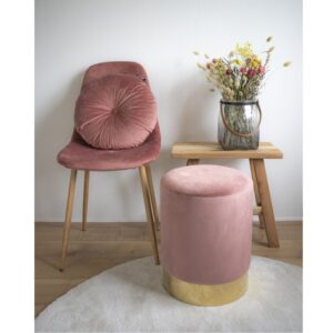 Gamby Pouf Rosa - weiche Samtpolsterung und messingfarbener Sockel