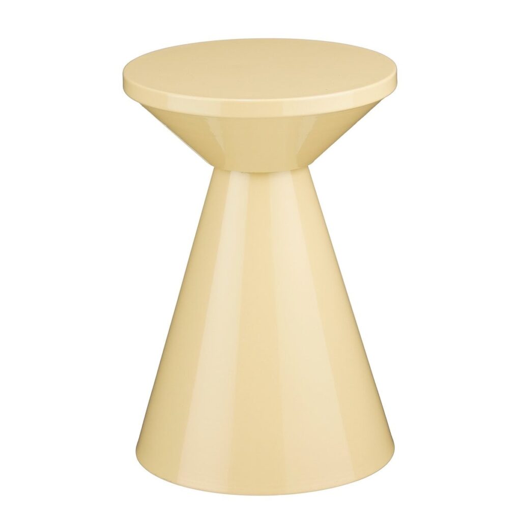 Amisa Beistelltisch Beige aus Eisen, runder Tisch für Wohnräume