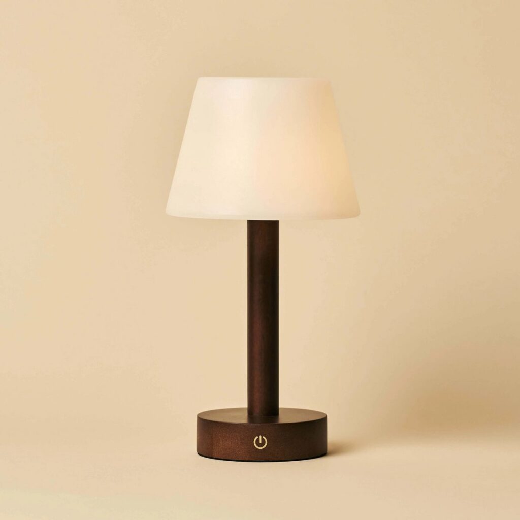 Zoen Tischlampe Dunkelbraun - wiederaufladbare Holzlampe mit dimmbarer Funktion