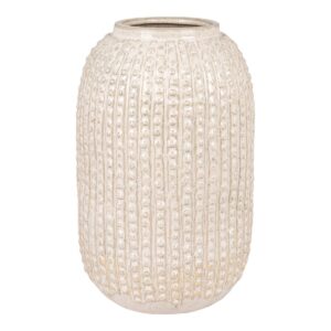 Alya Vase Beige aus Steinzeug mit strukturierter Oberfläche