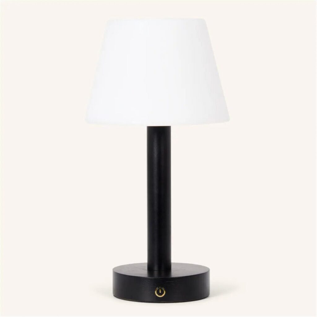 Zoe Tischlampe Schwarz - wiederaufladbare Holzlampe mit dimmbarer LED