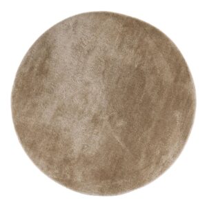 Mina Teppich - Ø160 cm - Sandfarbener runder Teppich aus Polyester