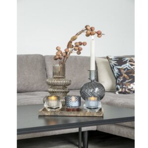 Zeli Vase Braun aus mundgeblasenem Glas mit rauchfarbener Oberfläche