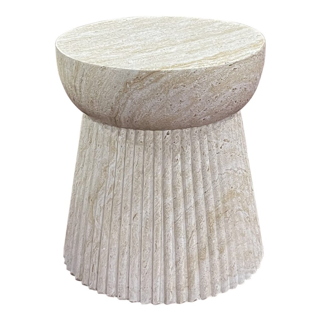 Bony Beistelltisch Natur aus Fiberclay mit Rillendesign