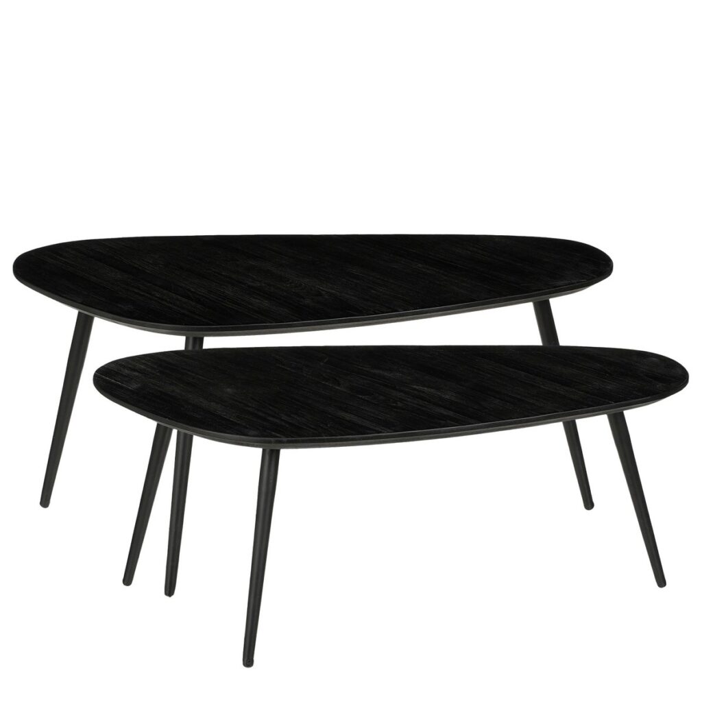 Jaine Beistelltisch Schwarz - 2er Set, elegantes Design, stabile Bauweise