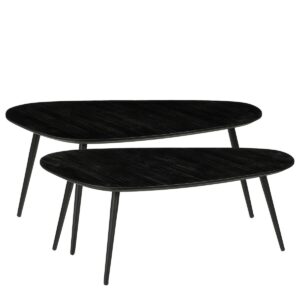 Jaine Beistelltisch Schwarz - 2er Set, elegantes Design, stabile Bauweise
