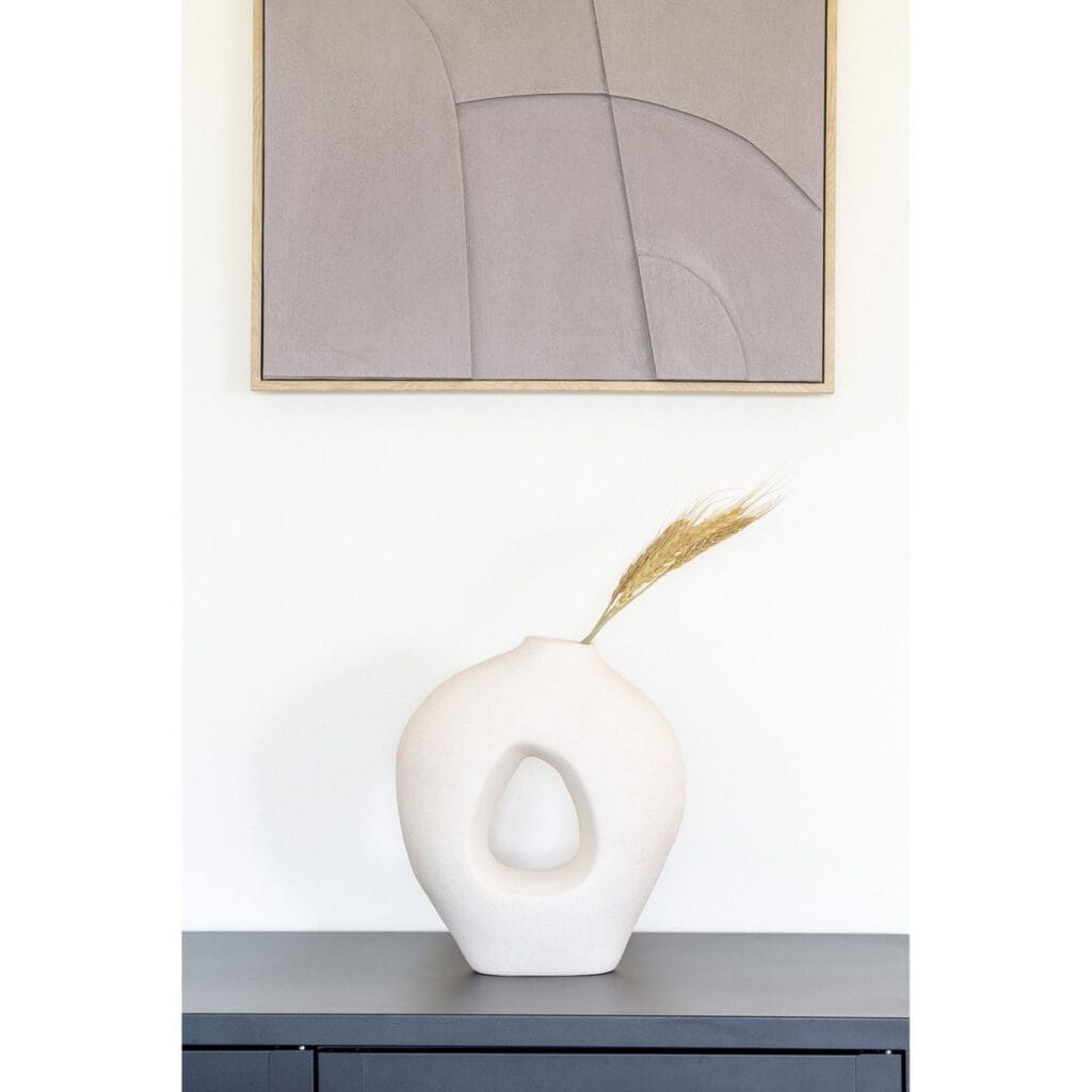 Beta Vase Weiß aus Keramik, elegantes Design, 24x10,5x27,8 cm