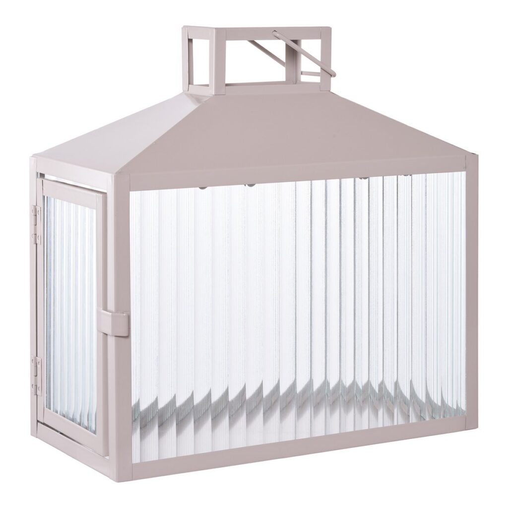 Lura Lanterne Beige/Grau - elegante Laterne aus Metall und Glas