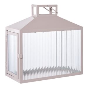 Lura Lanterne Beige/Grau - elegante Laterne aus Metall und Glas