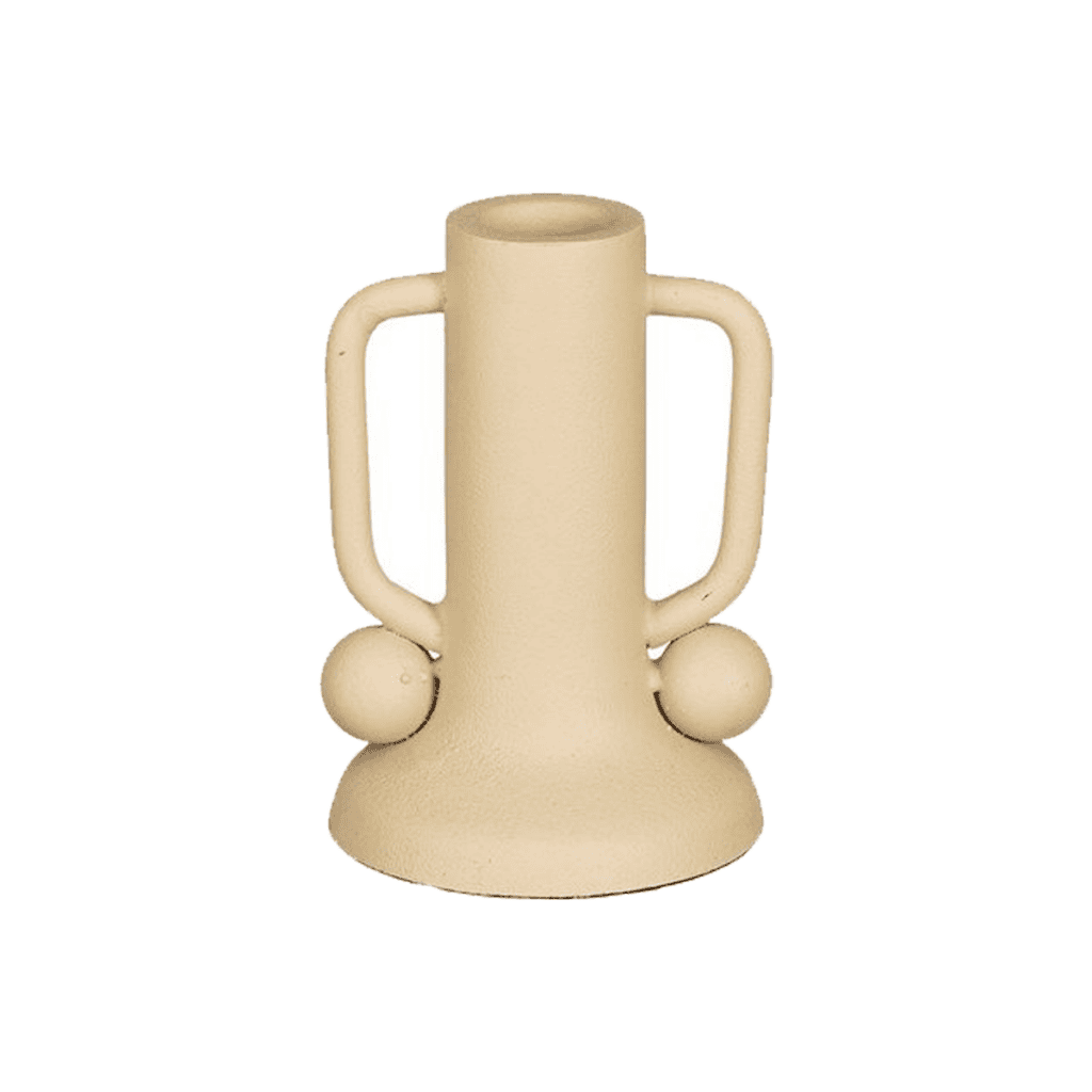 Illiya Kerzenhalter Beige von Mica Decorations, elegantes Design aus Eisen