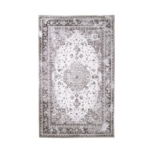 Hana Teppich Schwarz/Weiß - 160x230 cm, klassisches Design aus Chenille-Polyester