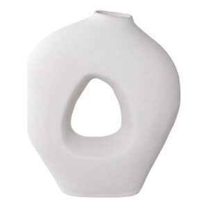 Beta Vase Weiß aus Keramik, elegantes Design, 24x10,5x27,8 cm
