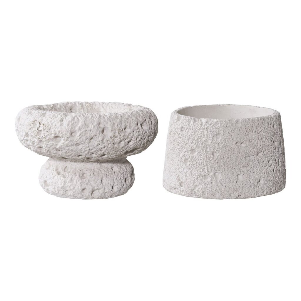 Sia Dekoschale Weiß - 2er Set, Keramik und Zement