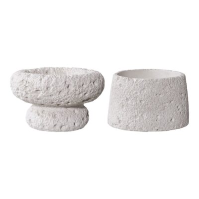 Sia Dekoschale Weiß - 2er Set, Keramik und Zement