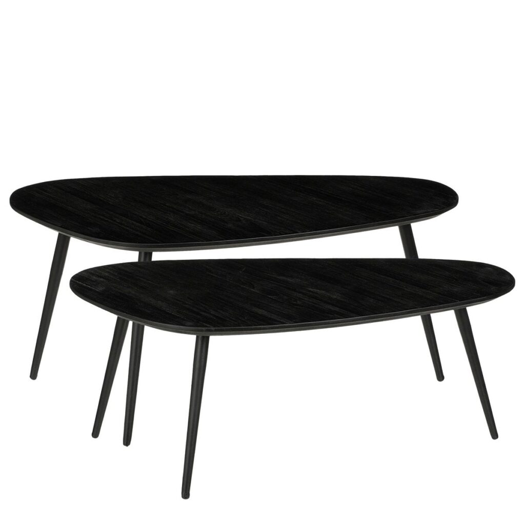 Jaine Beistelltisch Schwarz - 2er Set, elegantes Design, stabile Bauweise