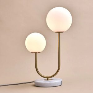 Giorgia Tischlampe Gold - elegante Marmorlampe mit Milchglas-Glühbirnen