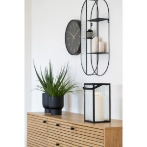 Almonte Laterne aus Metall und Glas, schwarz, 30 cm hoch
