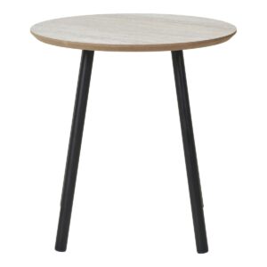 Asil Beistelltisch Schwarz/Beige mit Travertin-Optik und Metallbeinen