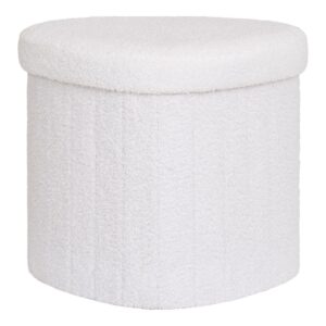 Kina Pouf Weiß - plüschiger Teddystoff, modernes Design