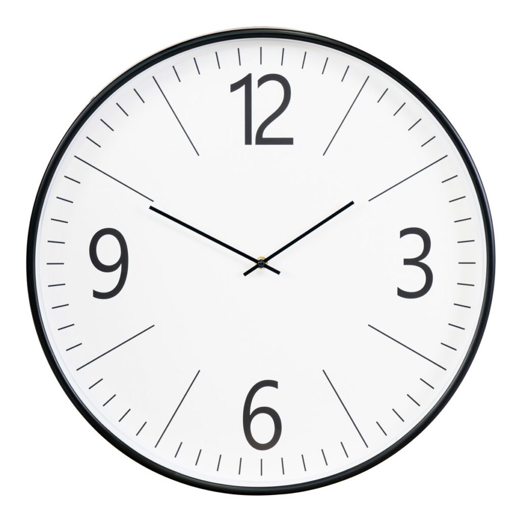 Biel Wanduhr Schwarz/Weiß mit geräuschloser Bewegung und klassischem Design