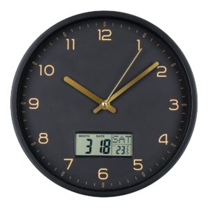 Amiens Wanduhr Schwarz - moderne Wanduhr mit geräuschloser Bewegung