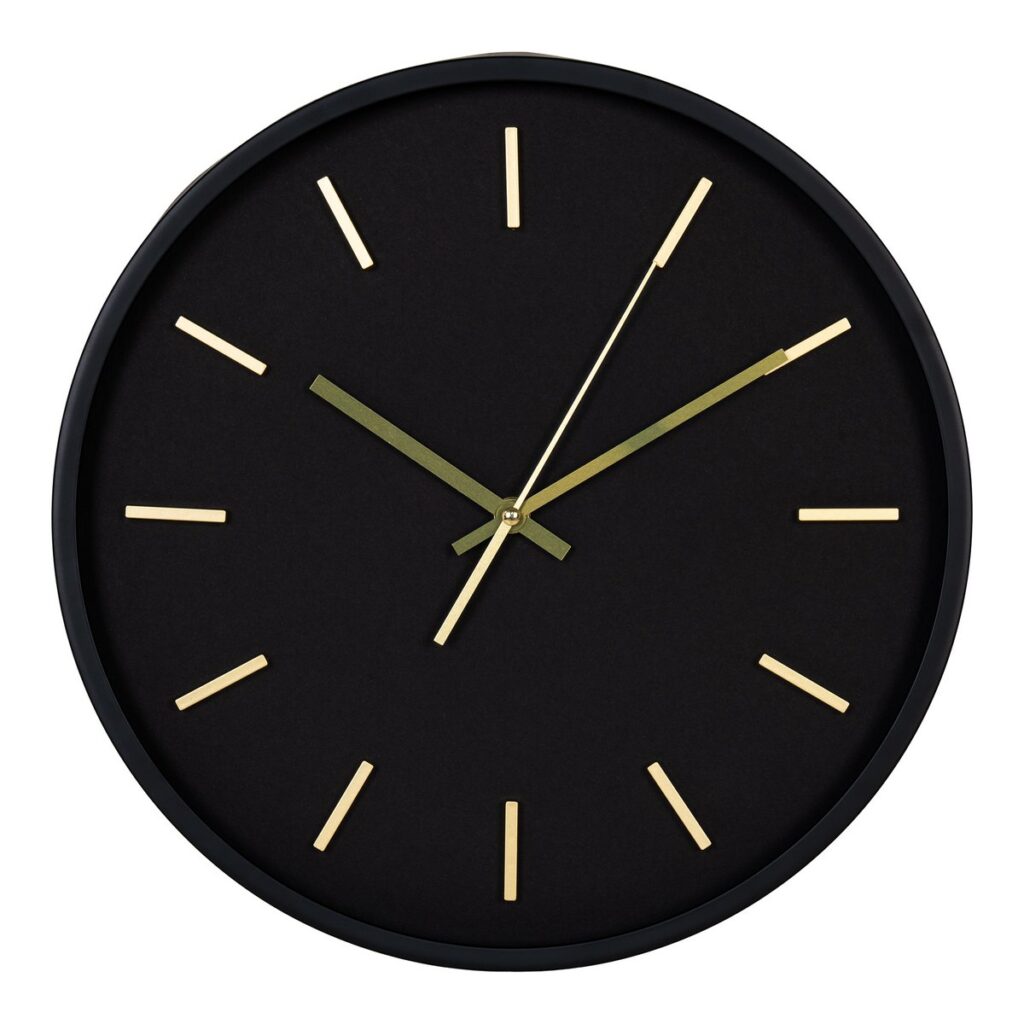 Kensington Wanduhr Schwarz - geräuschloses Uhrwerk, rund, 35 cm