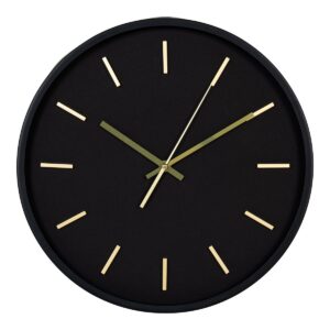 Kensington Wanduhr Schwarz - geräuschloses Uhrwerk, rund, 35 cm