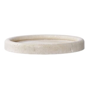 Elina Dekoschale Beige aus Travertin und Holz, 25,5 cm Durchmesser