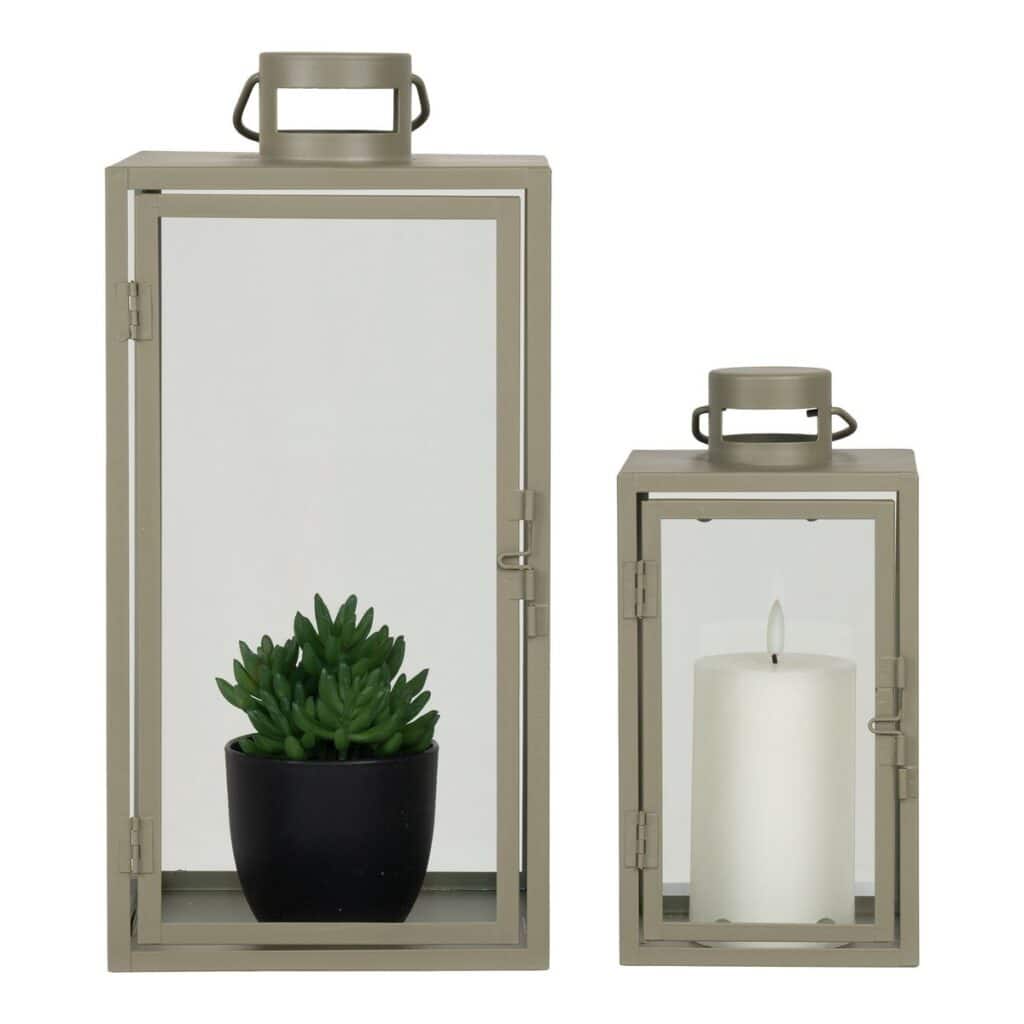 Korfu Laterne Grün - 2er Set, Stahl und Glas, klassisches Design