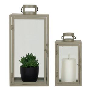 Korfu Laterne Grün - 2er Set, Stahl und Glas, klassisches Design