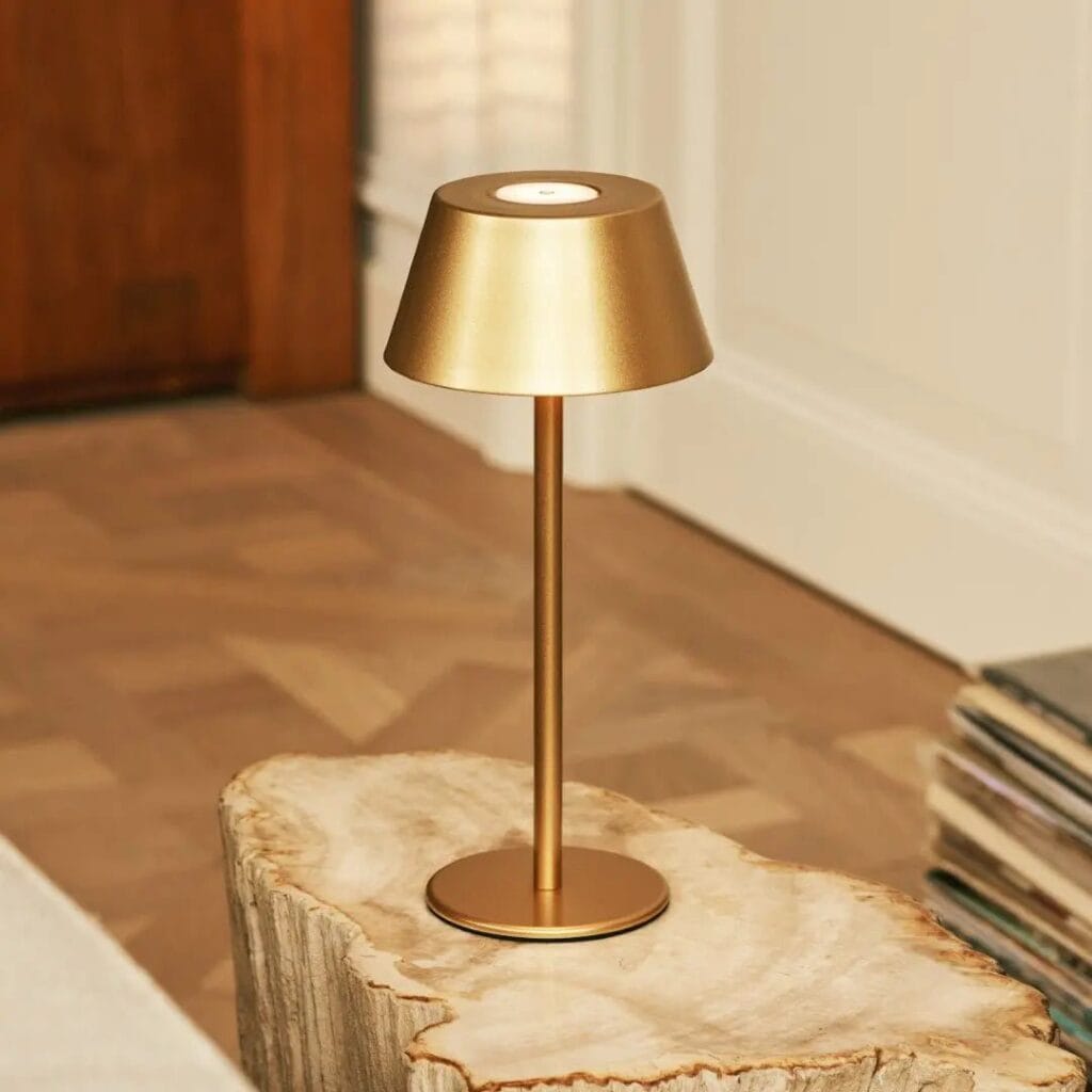 Milou Tischlampe Gold - moderne, kabellose Tischleuchte mit 3 Lichtmodi