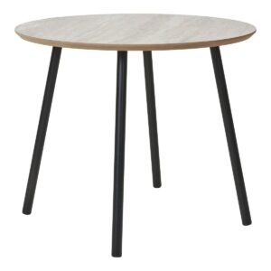 Arist Couchtisch Schwarz/Beige – eleganter Tisch mit Travertin-Optik und schwarzen Metallbeinen