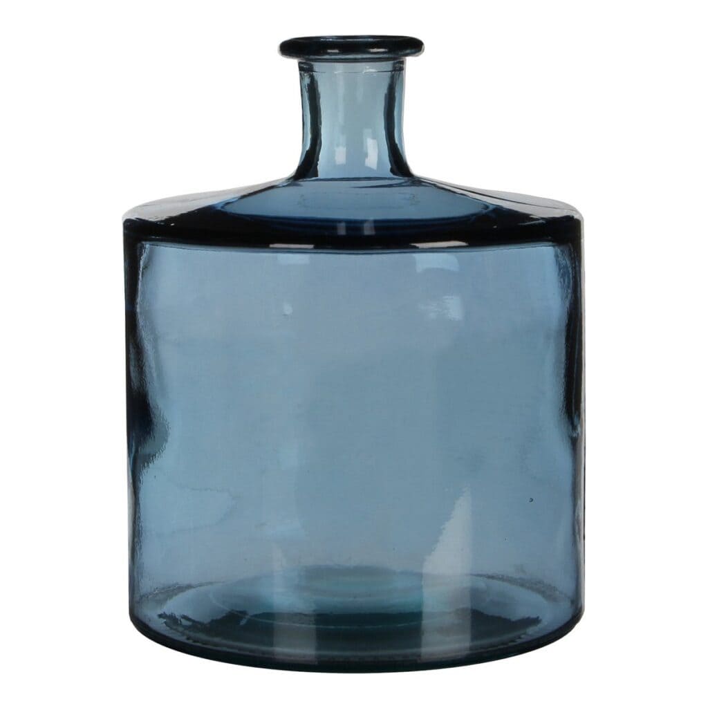 Merina Vase Blau von Mica Decorations – elegante Flaschenvase aus recyceltem Glas