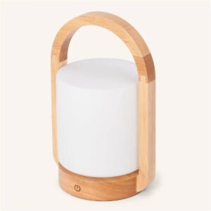 Gina Tischlampe Hellbraune - wiederaufladbare Holzlampe mit 3 Lichtmodi