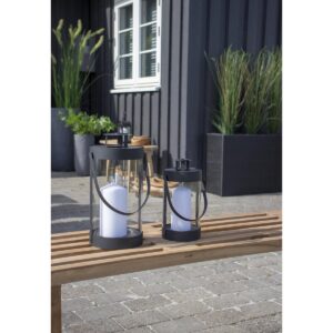 Bondi Laterne Schwarz 2er-Set aus Stahl und Glas