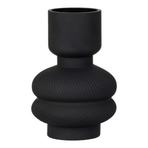 Tala Vase Schwarz aus Glas mit gerippten Details