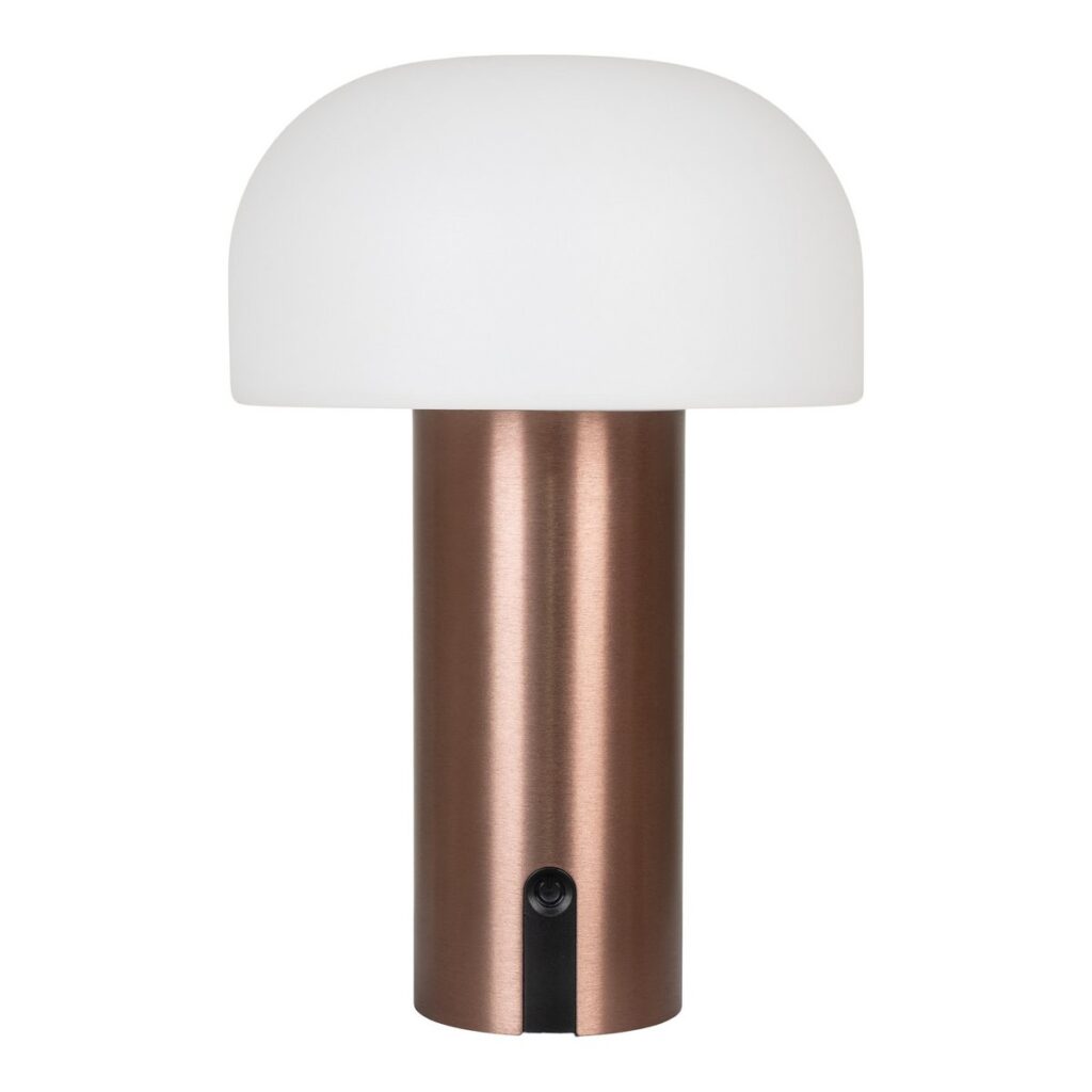 Soham Tischlampe Weiß/Kupfer – moderne LED-Lampe, wiederaufladbar