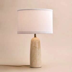 Charlet Tischlampe Mamoroptik mit Marmorsockel und Baumwollschirm