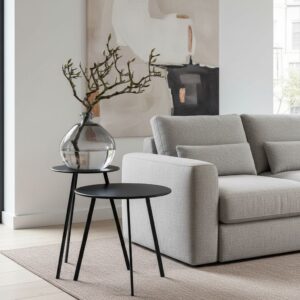 Nio Beistelltisch Schwarz von Mica Decorations - runder Metalltisch